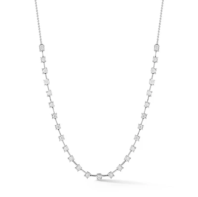 Ava Bea Interval Tennis White Gold Necklace