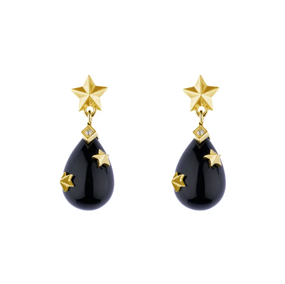 Mini Starry Night Onyx Drop Earrings
