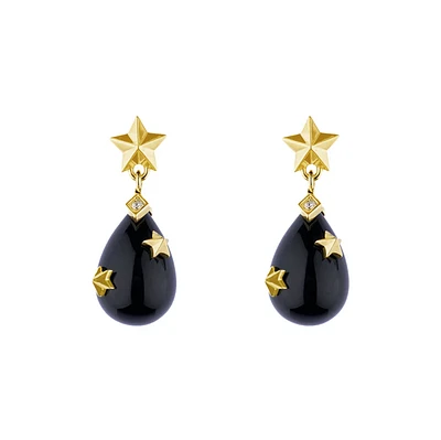Mini Starry Night Onyx Drop Earrings