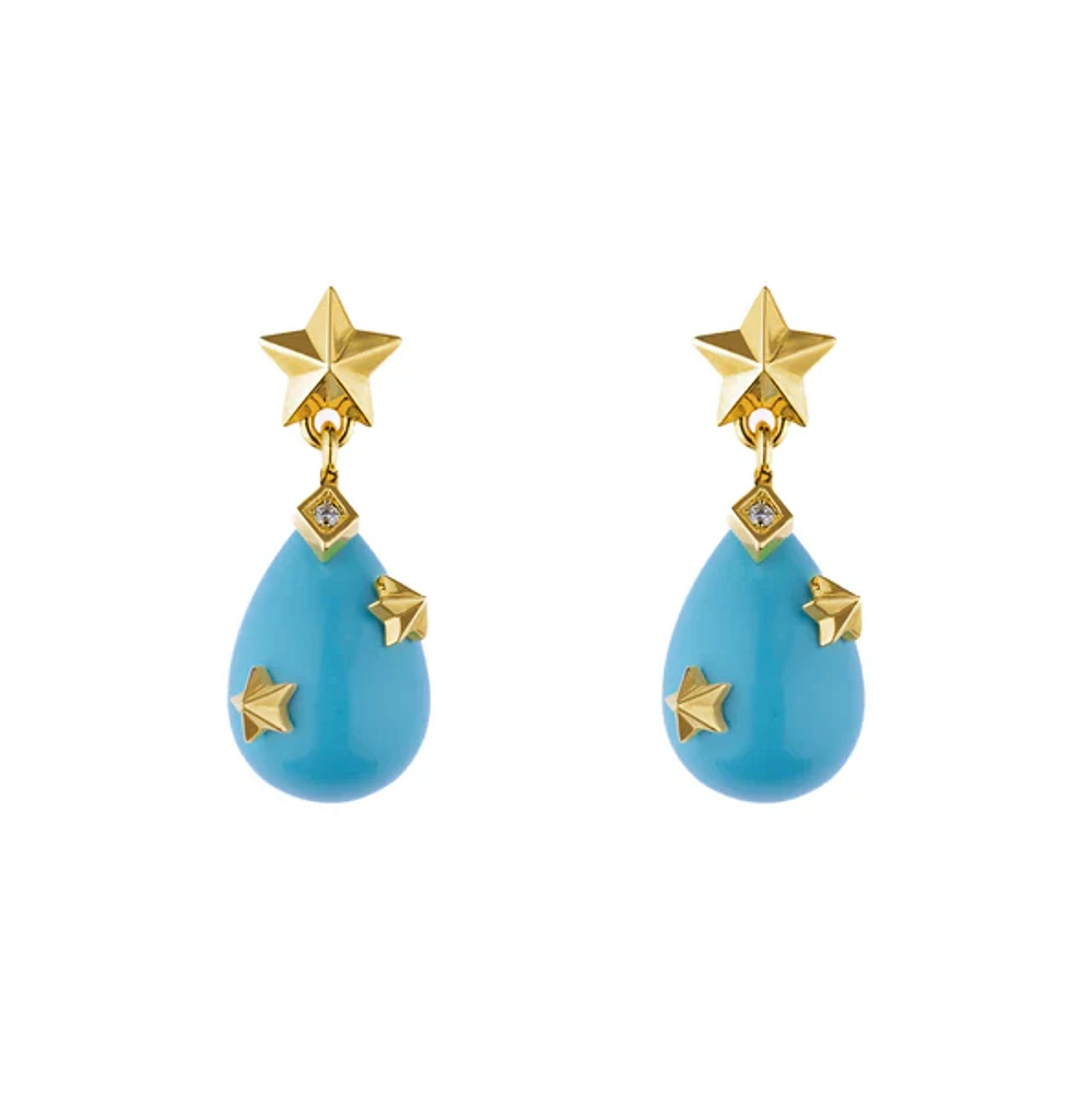 Mini Starry Night Turquoise Drop Earrings