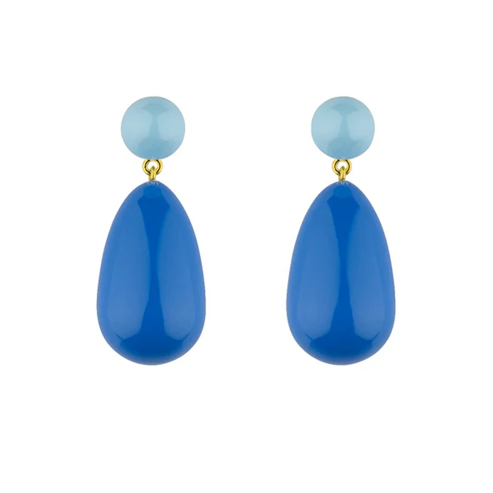 Large Blend Light Blue & Blue Drop Earrings
