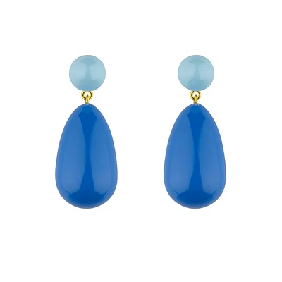 Large Blend Light Blue & Blue Drop Earrings