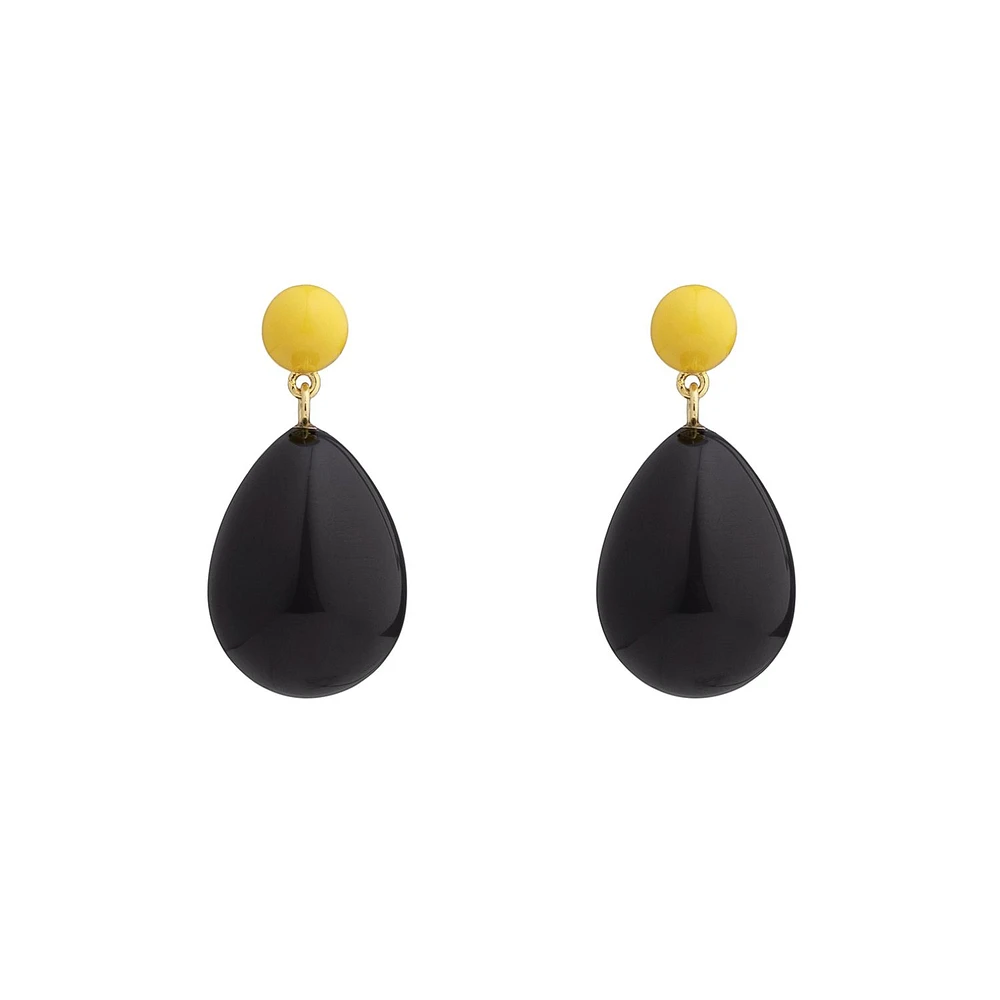 Mini Yellow and Black Blend Drop Earrings
