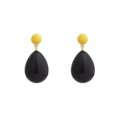 Mini Yellow and Black Blend Drop Earrings