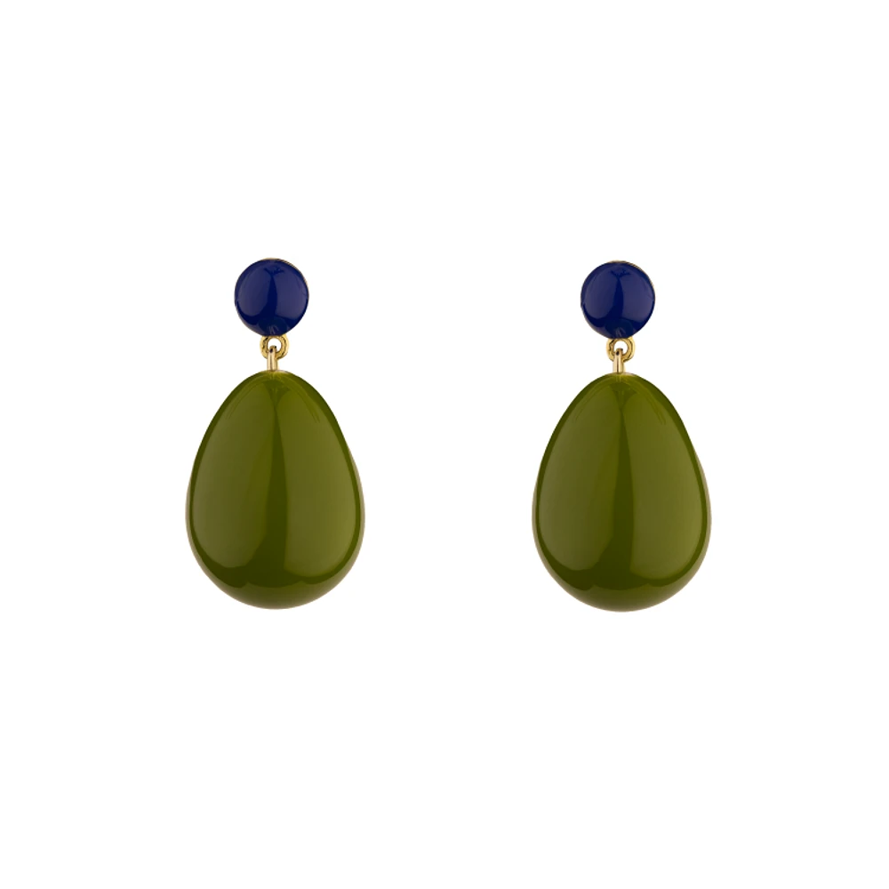 Mini Blue and Olive Green Blend Drop Earrings