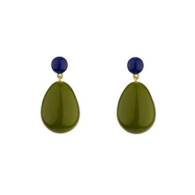 Mini Blue and Olive Green Blend Drop Earrings