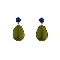 Mini Blue and Olive Green Blend Drop Earrings
