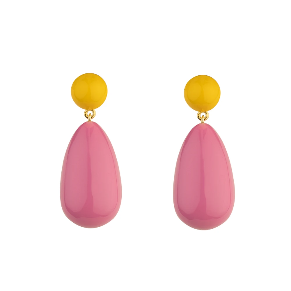 Large Yellow and Pink Blend Drop Earrings