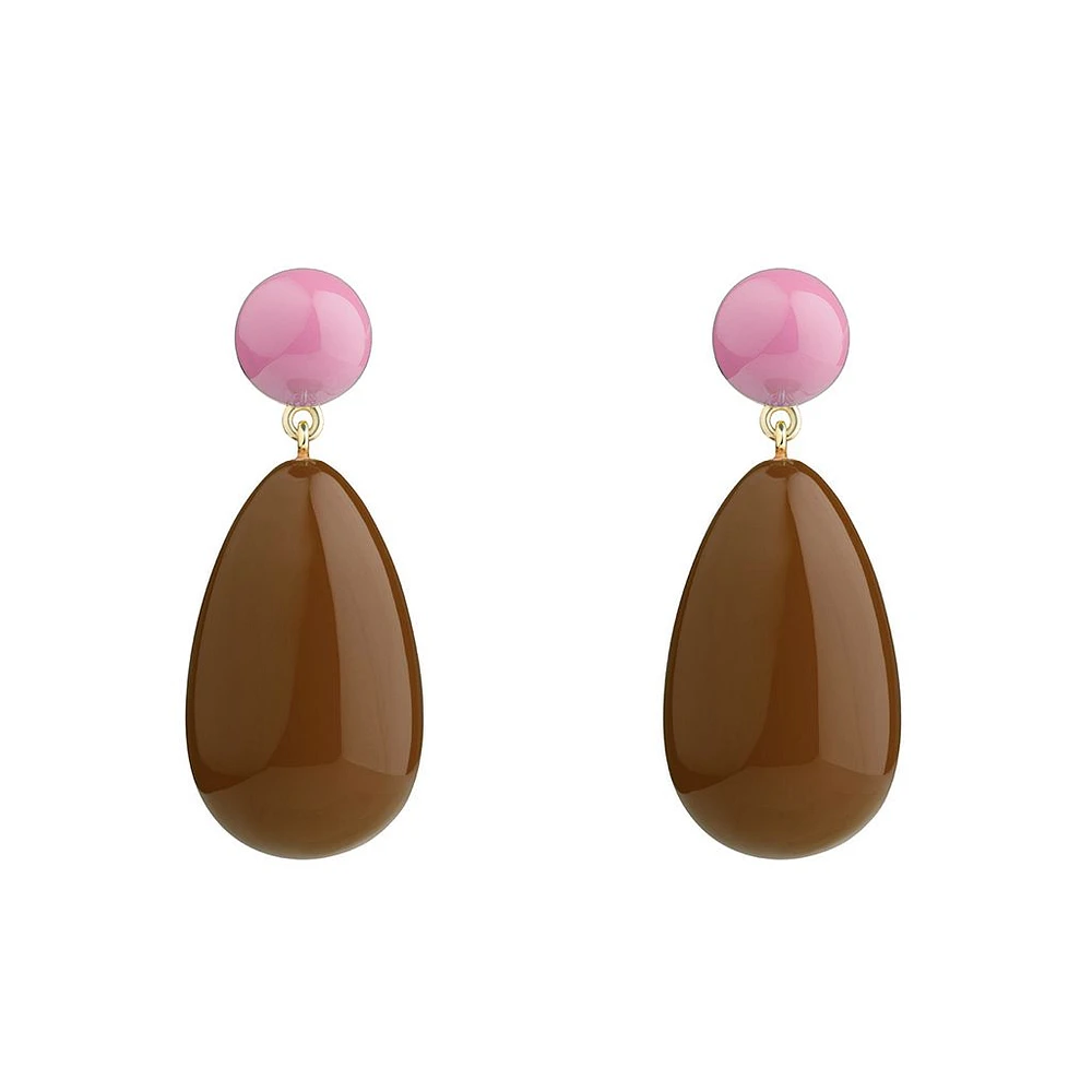 Large Light Pink and Brown Blend Drop Earrings
