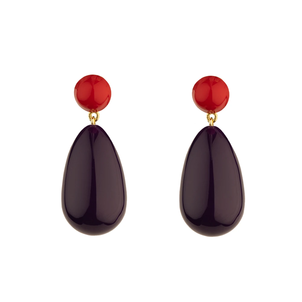 Large Red and Violet Blend Drop Earrings