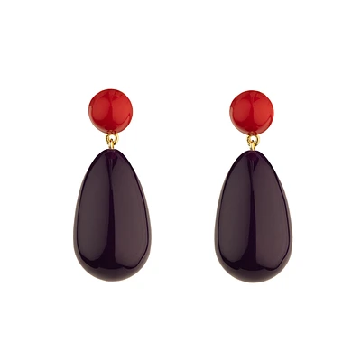 Large Red and Violet Blend Drop Earrings