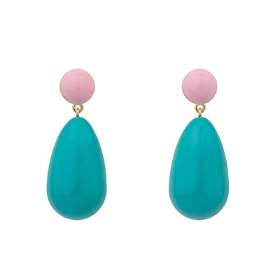 Large Light Pink and Turquoise Blend Drop Earrings