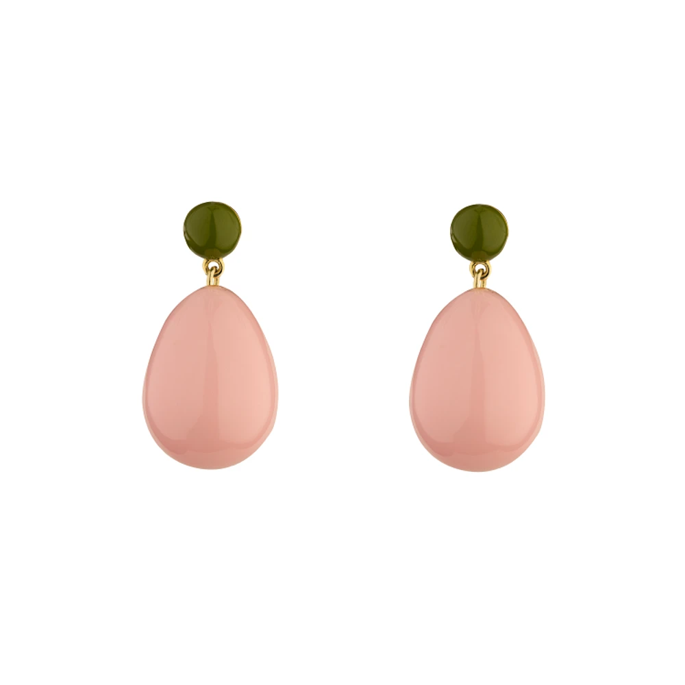 Mini Green and Light Pink Blend Drop Earrings