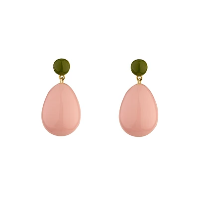 Mini Green and Light Pink Blend Drop Earrings