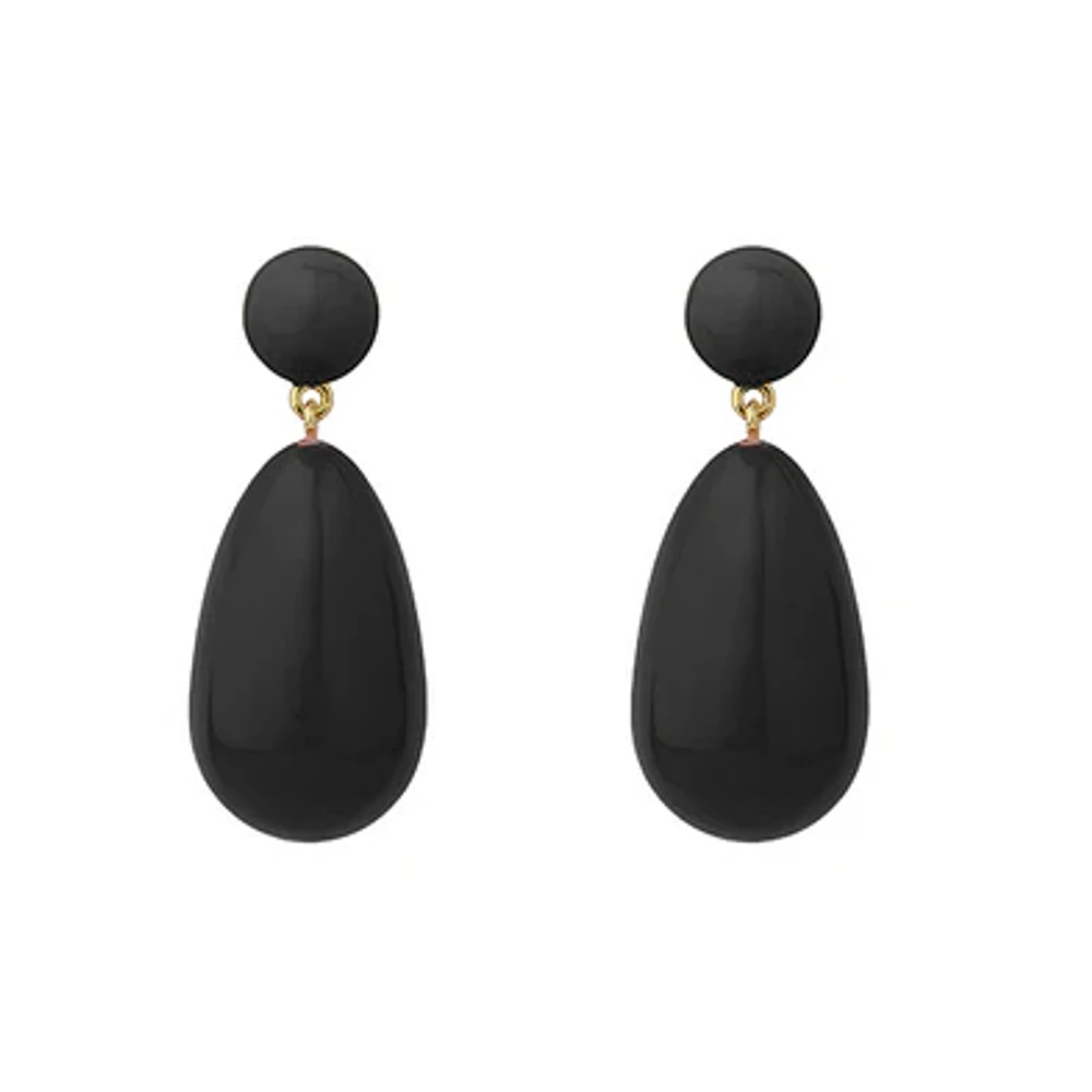 Large Black Drop Earrings