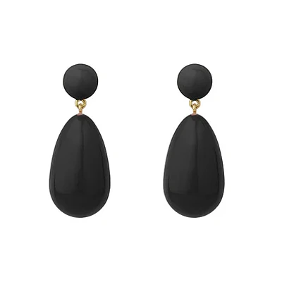 Large Black Drop Earrings