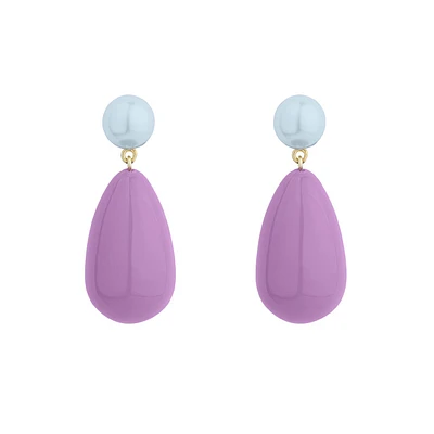 Large Light Blue and Lilac Blend Drop Earrings
