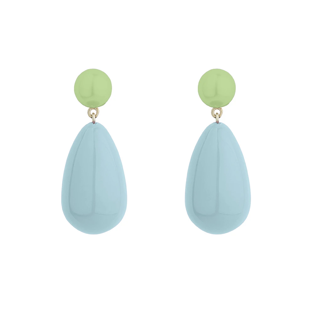 Large Light Green and Light Blue Blend Drop Earrings