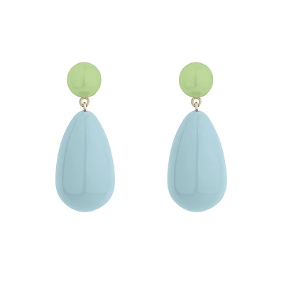 Large Light Green and Light Blue Blend Drop Earrings
