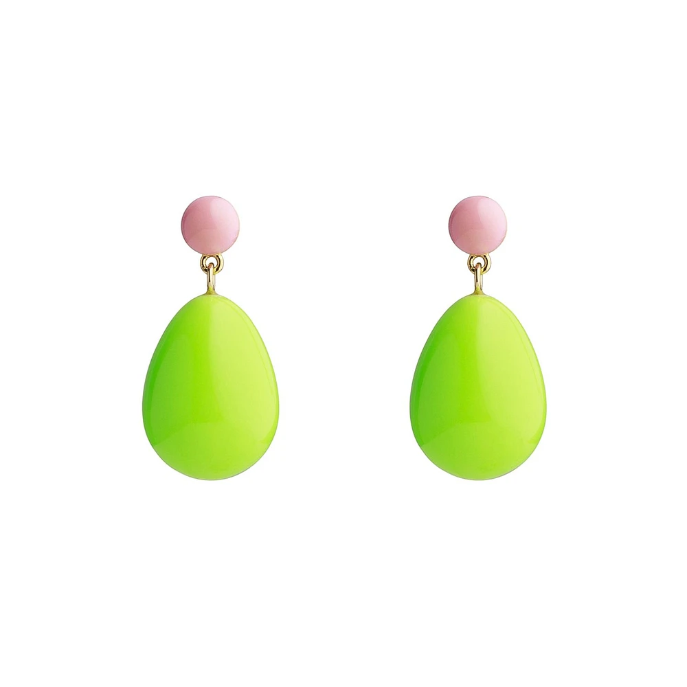 Mini Light Pink and Neon Green Drop Earrings