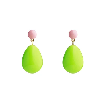 Mini Light Pink and Neon Green Drop Earrings