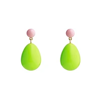 Mini Light Pink and Neon Green Drop Earrings