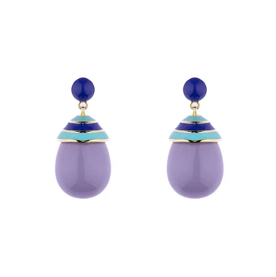 Mini Colourful Turquoise Stripped  Purple Drop Earrings