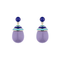 Mini Colourful Turquoise Stripped  Purple Drop Earrings