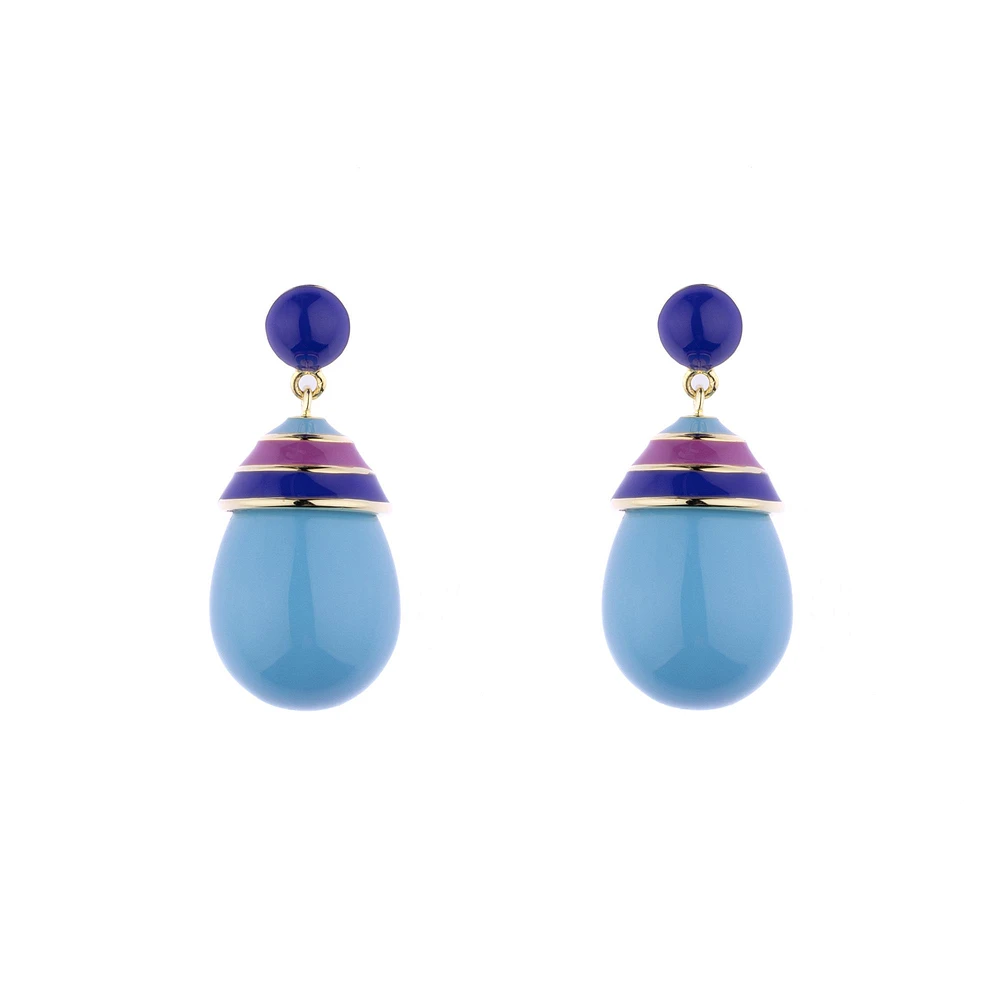 Mini Violet Stripped Blue Drop Earrings