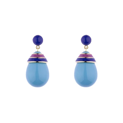 Mini Violet Stripped Blue Drop Earrings