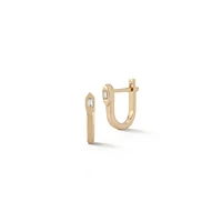 Sadie Pearl Gold Hexagon Baguette Mini U Huggie Earrings