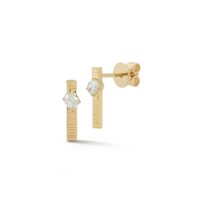 Teddi Paige Fluted Oval Diamond Bar Stud