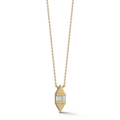 Sadie Pearl Gold Tag Baguette Necklace