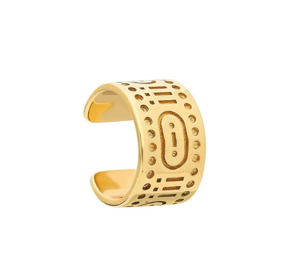 “Caona” Pattern Solid Gold Ear Cuff