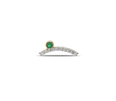 “Acu” Wink Single Stud - White Diamonds and Emerald