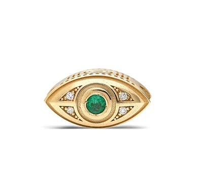 "Macu" Nugget Bead Pendant with Diamonds and Emerald