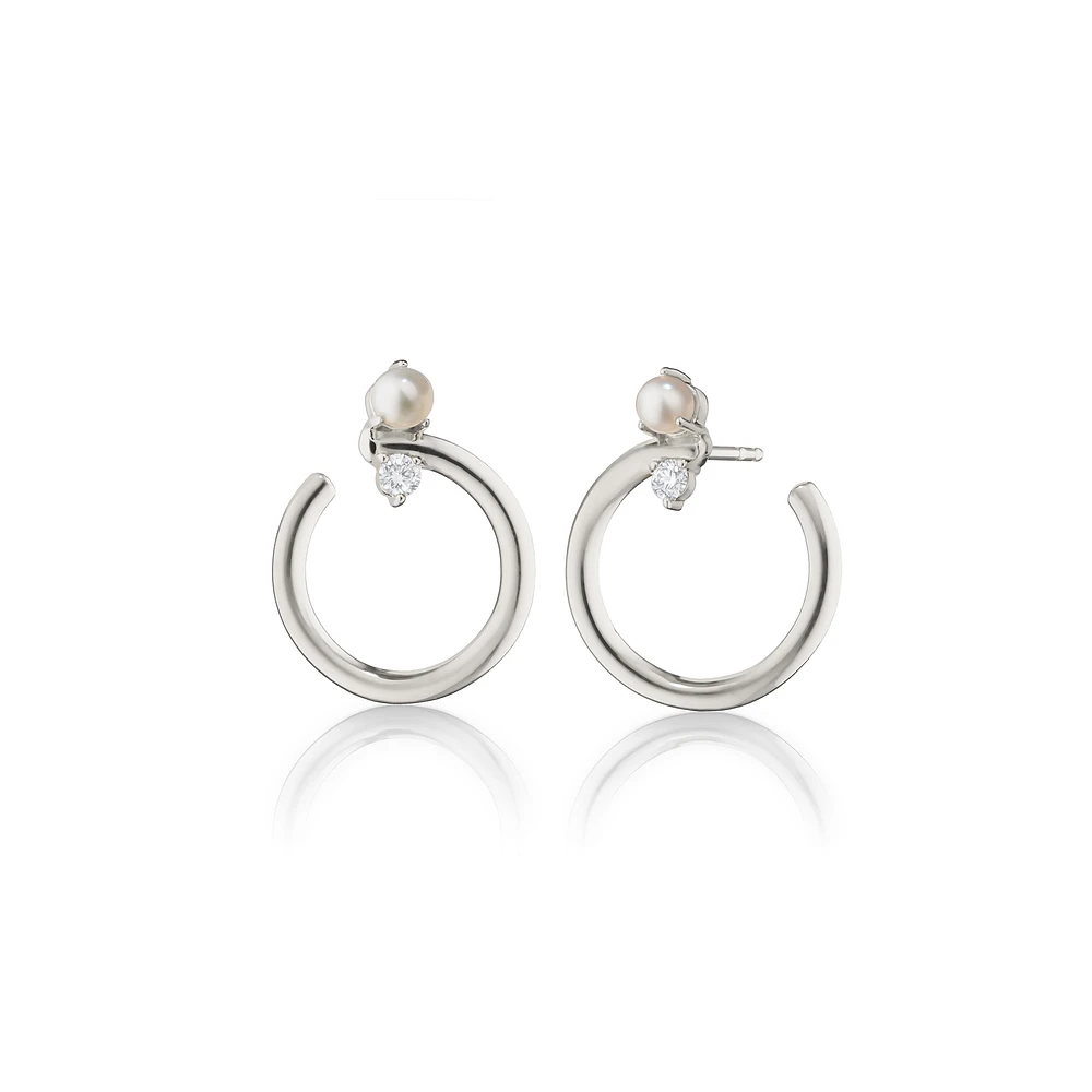 Galaxy Wrap Hoop Earrings with Mother-of-Pearl and White Sapphires