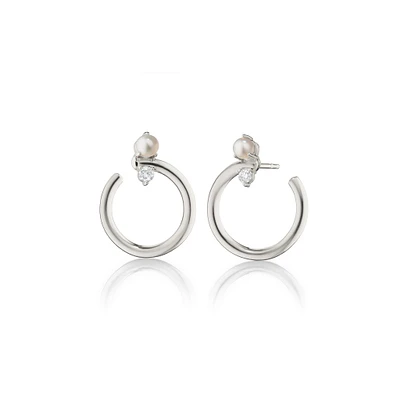 Galaxy Wrap Hoop Earrings with Mother-of-Pearl and White Sapphires