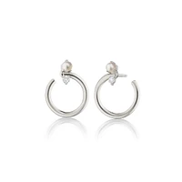 Galaxy Wrap Hoop Earrings with Mother-of-Pearl and White Sapphires