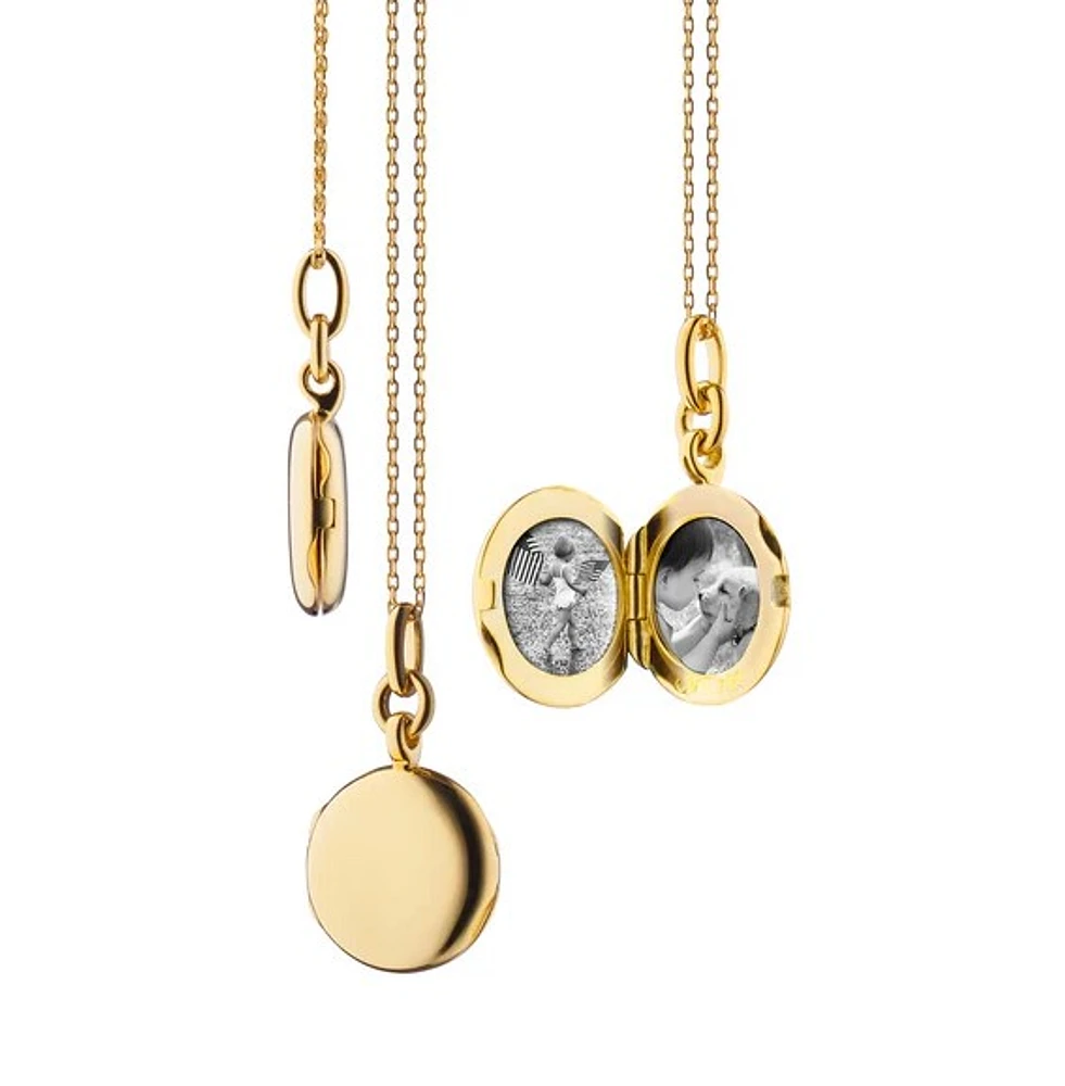 Slim Round "Nan" Gold Locket Necklace 17'