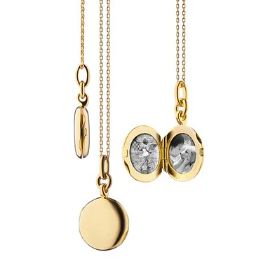 Slim Round "Nan" Gold Locket Necklace 17'