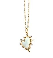Mother of Pearl Heart Necklace with Diamonds