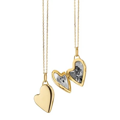 Petite Slim 18K Gold Heart Locket Necklace