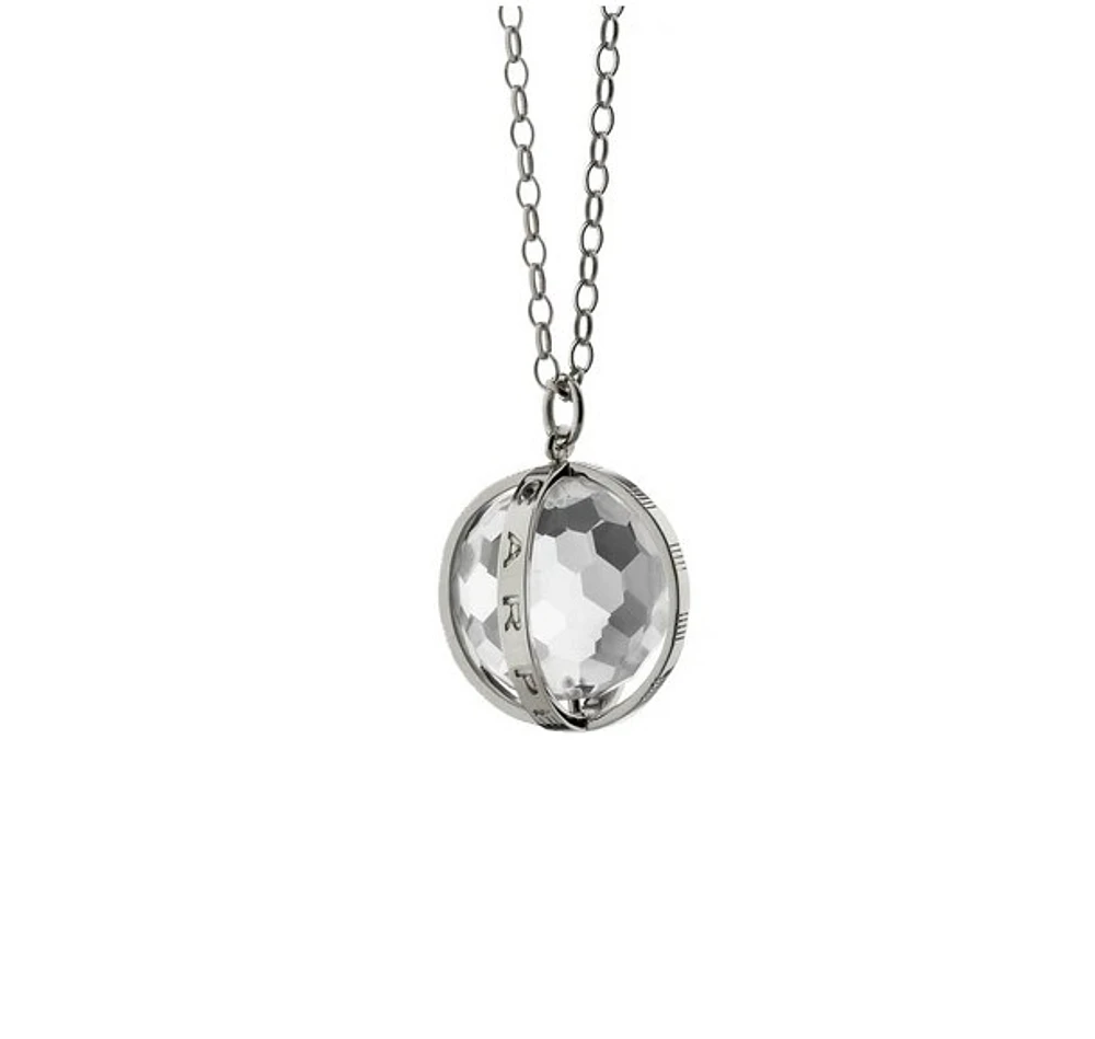 Large "Carpe Diem" Charm Necklace in Silver