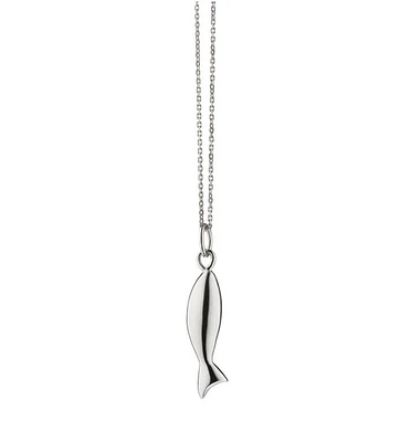Mini "Perseverance" Fish Sterling Silver Charm Necklace 16'