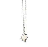 Sterling Silver Small Heart Charm with White Mother Of Pearl On A 17" Chain