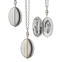 Two-Tone Four Image Pinstripe Locket Necklace