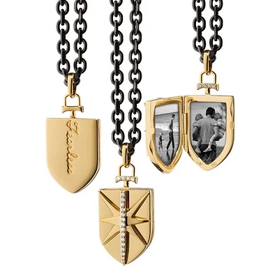 18K Yellow Gold Fearless Shield Locket