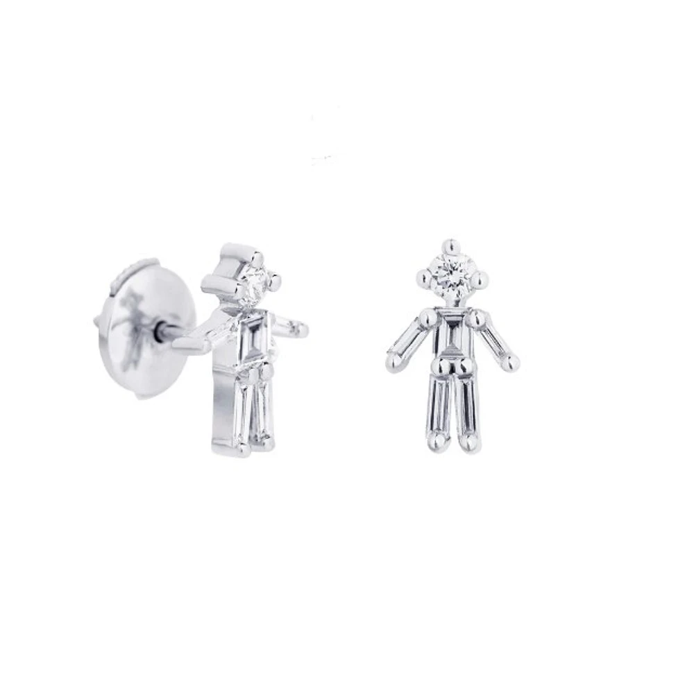 Single Boy White Gold Stud Earring