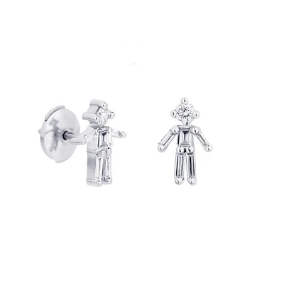 Single Boy White Gold Stud Earring